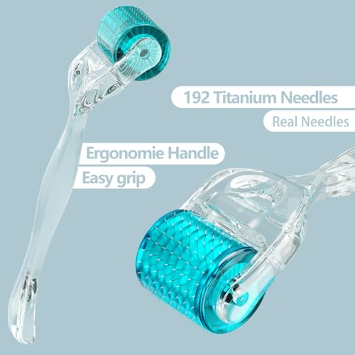 Derma Roller Titanium Needles,192 Micro Needle Dermal Roller- Microdermabrasion Tool At Home Use (Blue)