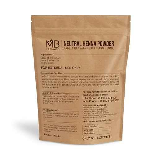 MB Herbals Neutral / Colorless Henna Powder ? 8 oz (¨ö lb / 227g) | Senna Powder | Cassia Obovata | Natural Hair Conditioner ? Does Not Color, Only Conditions