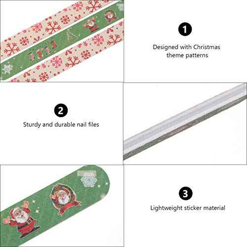 Beaupretty 24PCS Christmas Nail Files Christmas Emery Boards Xmas Tree Snowflake Santa Pattern Double Sided Nail Boards Nail Buffer for Natural Acrylic Nails