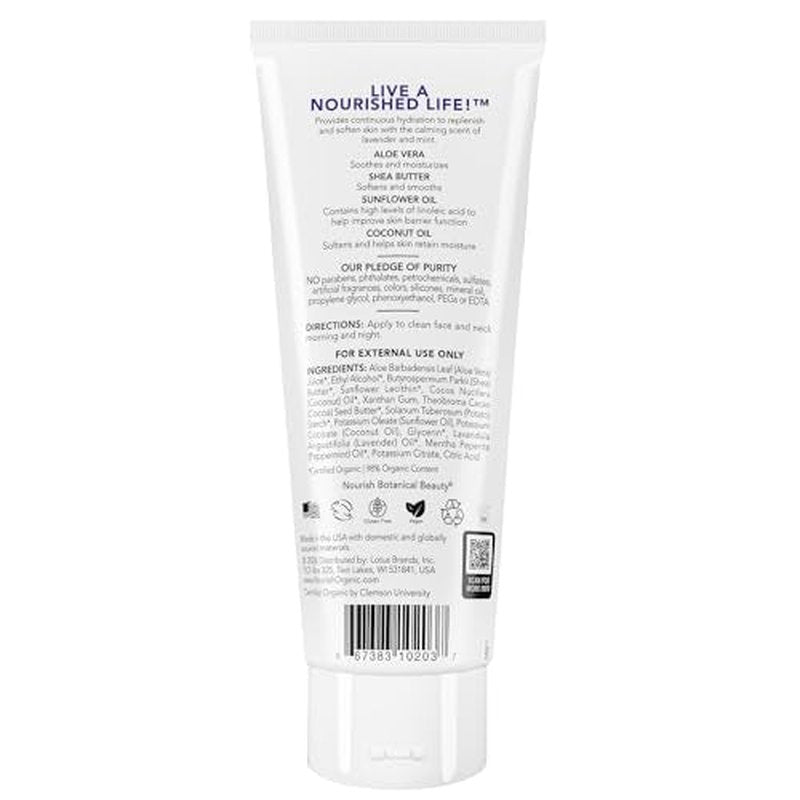 Nourish Organic Body Lotion, Lavender Mint ? Hydrating Body Lotion for Dry Skin with Certified Organic Aloe Vera, Shea Butter, Coconut Oil & Cocoa Butter (8 Oz) + Washable Cotton Round