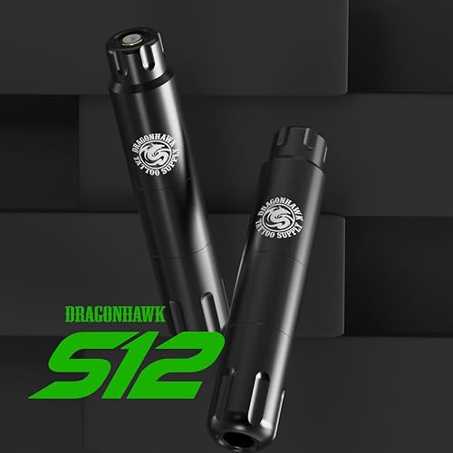 Dragonhawk S12 Wireless Tattoo Pen Kit, Rotary Tattoo Machine Gun Kit, Complete Tattoo Kit for Beginner, 10Pcs Tattoo Cartridges Needles