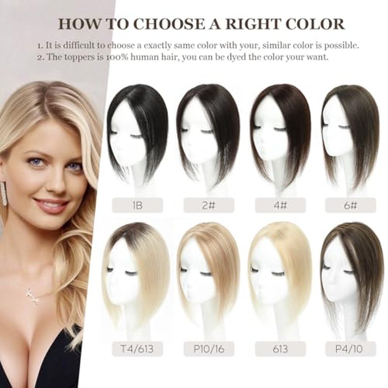 Hair Toppers for Women Real Human Hair,12inch Hairs Topper for Women No Bangs Top Hairs Extensions/Pieces Upgrade Lace Base
