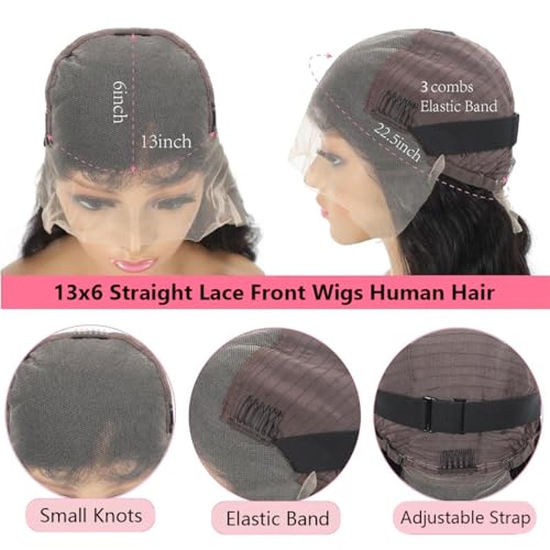 30 Inch 13x6 Lace Front Wigs Human Hair Pre Plucked HD Frontal Wigs Human Hair with Baby Hair Straight Glueless Wigs Human Hair for Women 180% Density