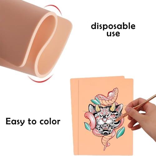 3MM Fake Tattoo Skin - 5pcs Tattoo Practice Skins Double Sides Professional Training Pad for Tattoos Training Depth Control Realistic Texture for Beginners to Professionals Tattoos Supplies