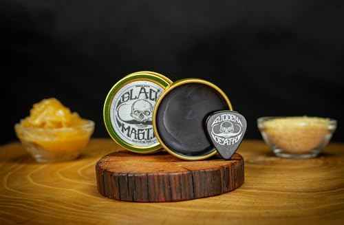 THE VINTAGE GROOMING CO. Black Magic Mustache Wax | Sudden Death | Hide Grey Hair In Beard Or Moustache | Strong Hold 1 oz Tin | No Heat Source Required | Unscented