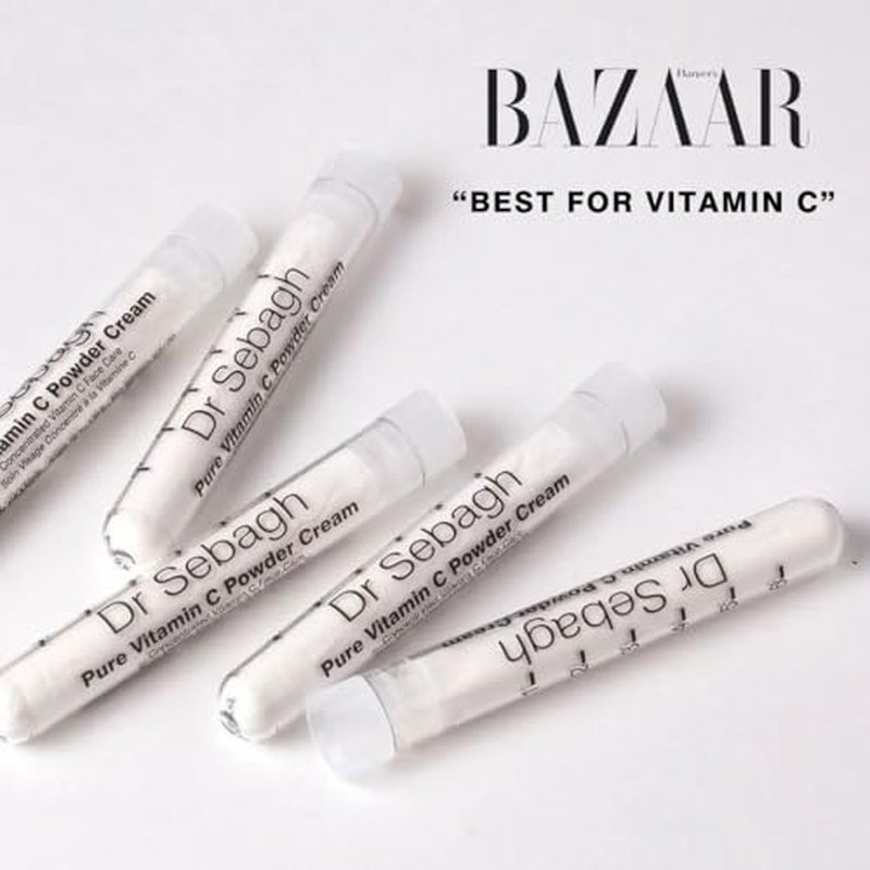 Dr Sebagh ? Pure Vitamin C Powder Cream [Clinically Proven Radiance] ? Glow Boosting Skincare ? Vitamin C Powder Cream for Dark Spots, Face & Acne ? (0.07 oz, 5 Pack)