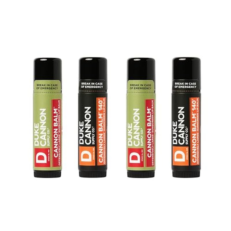 Duke Cannon Cannon Lip Balm 140¡Æ & Tactical Lip Protectant Bundle - SPF 30 & SPF 15, Blood Orange Mint & Fresh Mint Flavors, 4-Pack (2 Pack Each Flavor)