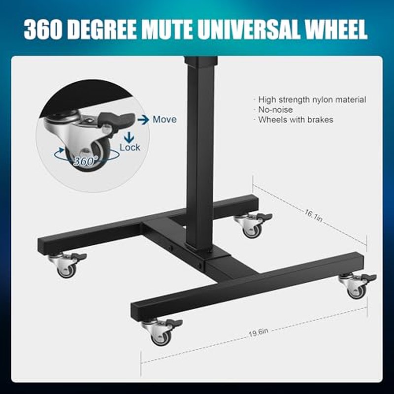 POARMEEY Premium Large Double Tier Rolling Workstation Table with 360 Degree Mute Universal Wheel for Tattoo Work,Beauty Salon Spa Stools Service Storage Tray