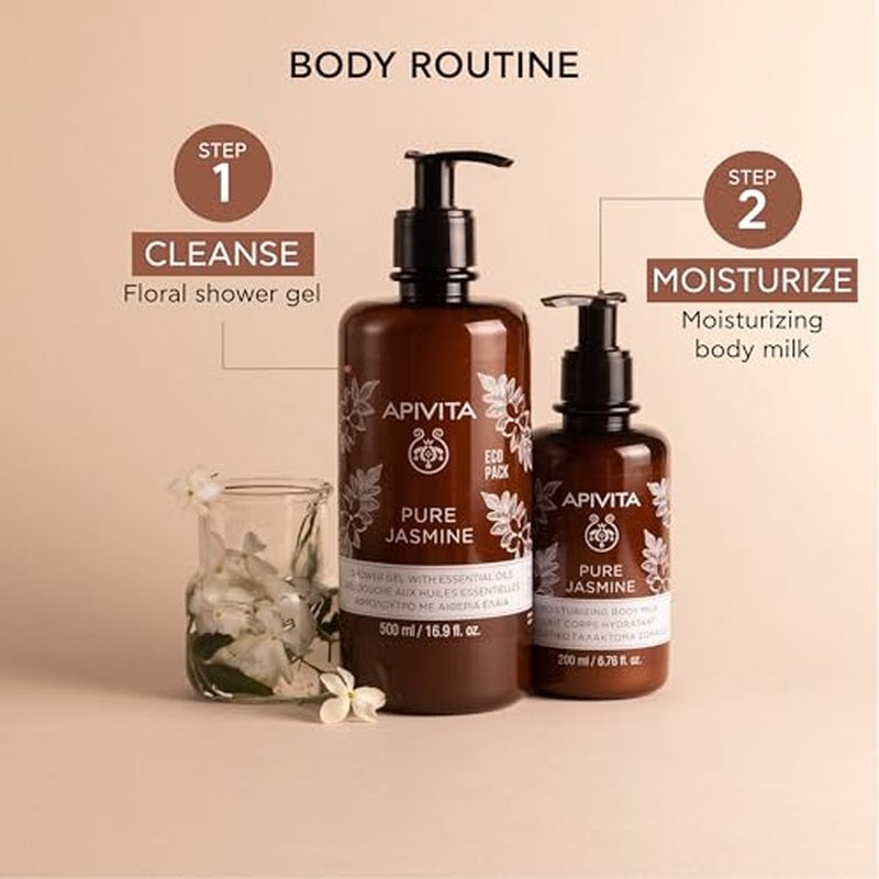 APIVITA Pure Jasmine Shower Gel | Gently Cleanses, Hydrates & Preserves Skin's Moisture with Jasmine & Propolis