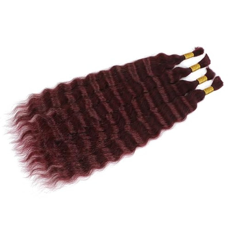 Super Wave Bulk Human Hair 100% Unprocessed Brazilian Virgin Human Hair Extensions Bundles for Braiding Hair Wet and Wave Micro Human Hair(1Pack-4PCS, 24inch #99j)