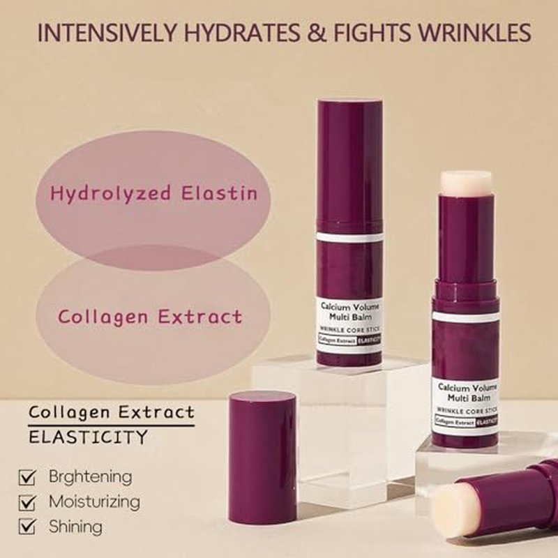 Lingyun Calcium Multi Balm Stick, Calcium Volume Multi Balm,Korean Collagen Wrinkle Care Stick,Intensive Repair & Moisturizing Cream, Firming Skin,Anti-aging Suitable for Eyes, Neck, Face (1)