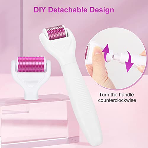 YaFex Derma Roller for Face and Body - 6 in 1 Titanium Microneedling Roller Kit Micro Needle Roller, 300 and 720 Needles 0.25mm,1200 Needles 0.3mm with 5 Replaceable Heads