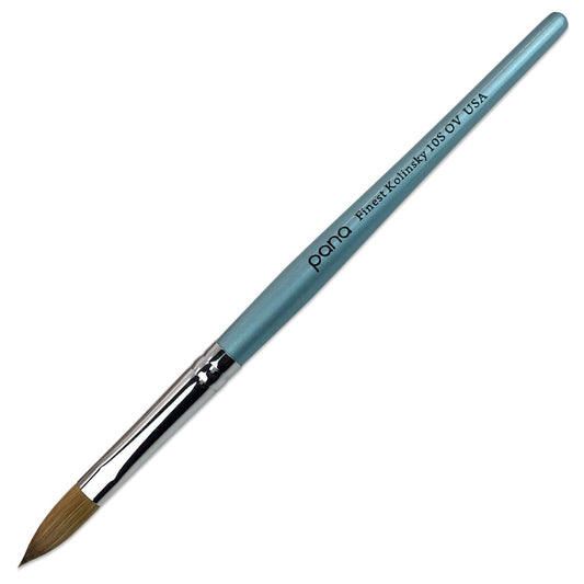 pana USA Acrylic Nail Brush100% Pure Kolinsky Hair New Teal Wood Handle with Silver Ferrule Oval Crimped Shaped Style (Size # 10)