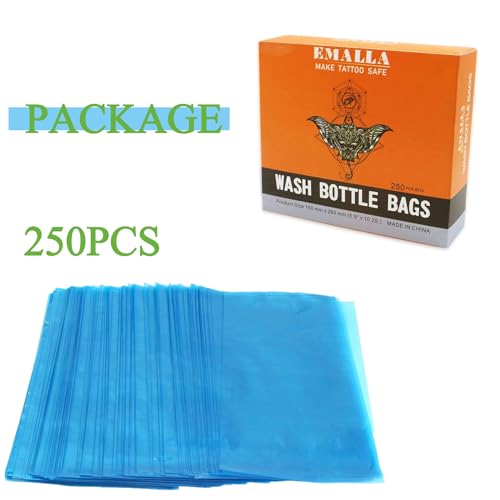 Tattoo Wash Bottle Bags - Beoncall 250pcs/box Wash Bottle Squeeze Covers Sleeves Barrier Supplies for Tattoo Bottle Care Tattoo Cleaning Supplies