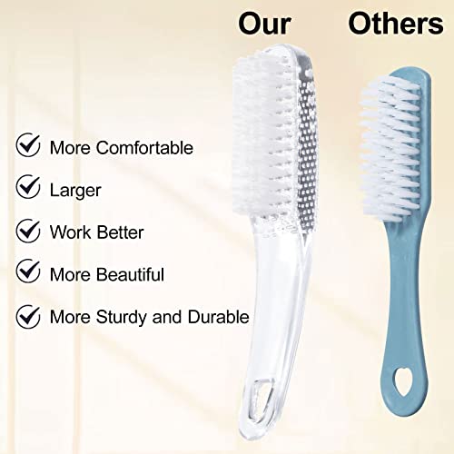 2 Pcs Handle Grip Nail Brushes for Cleaning, Long Handle Fingernail Cleaner, Hand Nail Toes Cleaning and Scrubbing Brushes, Pedicure Nail Scrubber Non-Slip for Men and Women, Clear