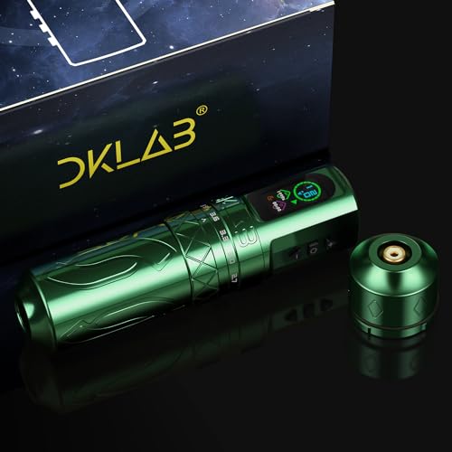 DKLAB Mizar Tattoo Pen Machine,Rotary Tattoo Gun Kit Load Strong Japanese Coreless Motor,Stroke Adjustable Start from 2.7mm to 4.5mm,2 Pieces of 1800mAh Battery Pack (Black)