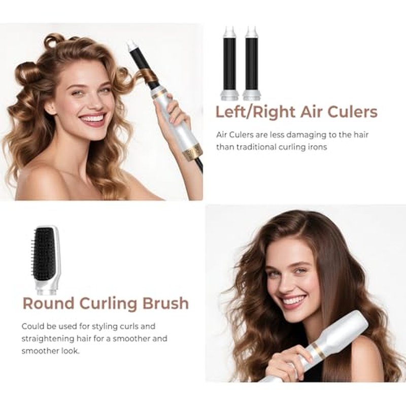 5 in 1 Hair Dryer Brush Set, Blow Dryer Brush with Air Style Wrap Hair Styler, Negative Ionic Magic Style Set, Detachable Air Curler for Volumizer,Straightener,Drying