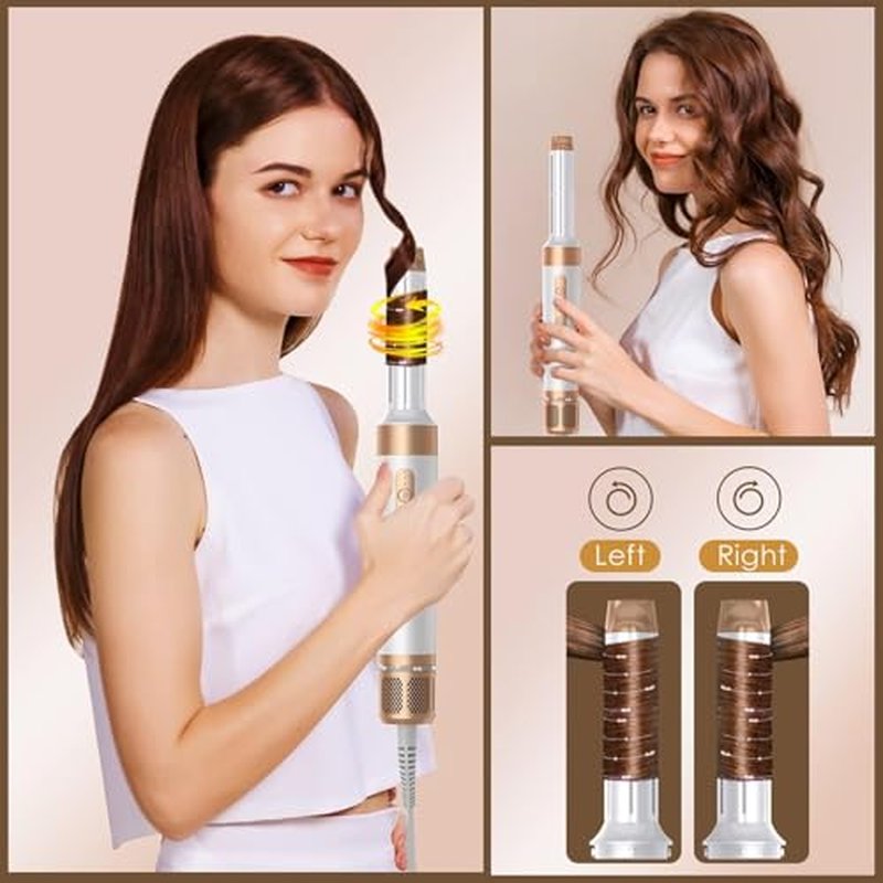 7 in One Blow Dryer Brush, Negative Ion Hair Dryer Brush Set Upgrade Hot Air Brush Air Styler Curling Wrap Air Curler, Curling Iron Hair Styling Tools As A Gift for Straight/Curl/Drying/Smoothing