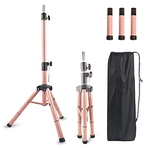 Smilco Wig Tripod Stand with 45 inch Adjustable Mannequin Head, Heavy Duty Wig Holder for Cosmetology Hairdressing Training