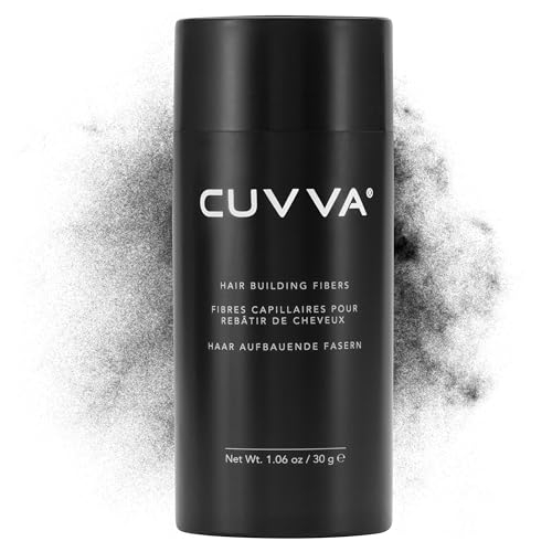 CUVVA Hair Building Fibers (30g) - Instantly Fill in Fine and Thinning Hair to Create a Thicker, Fuller Look - 13 Different Shades for Men & Women - Black