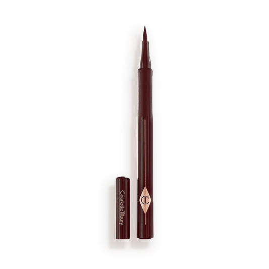 Charlotte Tilbury The Feline Flick Waterproof Liquid Eyeliner - Black Eyeliner Pen with a Quick-Drying, Matte Formula - Enriched with Intense, Highly-Pigmented Color Pay-Off - Super Brown