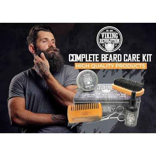 Viking Revolution - Ultimate Beard Kit - Beard Grooming Kit with Beard Brush, Beard Comb, Beard Balm, Beard Oil, Beard & Moustache Scissors - Gifts for Men