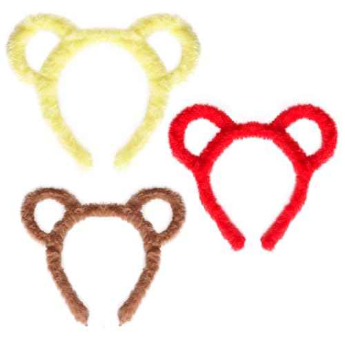 Brown Bear Ears Headband - 3 Pcs Bear Ears Costume for Halloween Cosplay