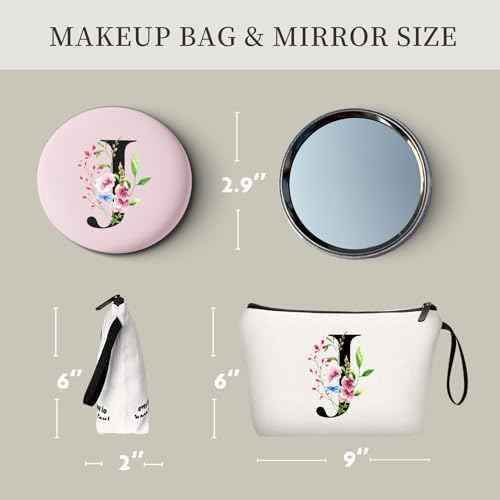 Birthday Friendship Womens Bridesmaid Proposal Personalized Gifts for Friend Sister Teacher Coworkers Bride Travel Makeup Cosmetic Bag with Mirror Valentines Mothers Day Christmas Graduation J