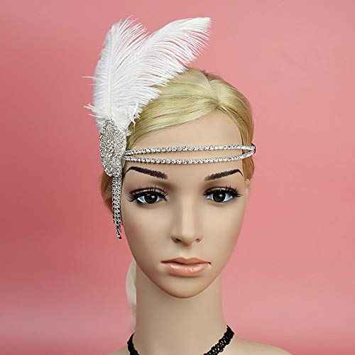 Positive Costume Great Gatsby Flapper Headband Rhinestone Flower Tassels 20s Vintage Hairband Old Hollywood Glam Headpiece