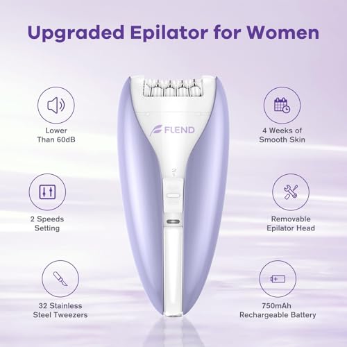 Silent Epilator for Women, 2-Speed Facial & Body Hair Remover, Smooth Glide Technology, for Face, Legs, Bikini & Arms
