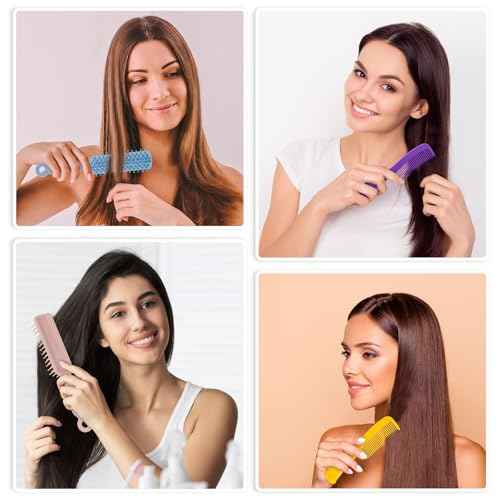100 Pcs Hair Brush and Comb Set in Bulk for Homeless Individually Wrapped, Bulk Comb Brush Hairbrush for Women Kids Hotel Homeless Charity (Bright Color)