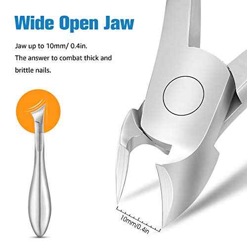 FERYES Toenail Clippers for Ingrown,Thick Toenails, 4R13 Stainless Steel Large Handle Fingernail Clipper,Nail Clipper - Silver