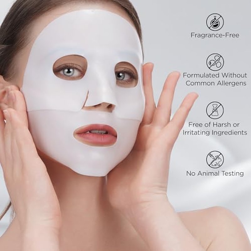 Marine Hydrolyzed Collagen Face Mask, 80,000ppm, with Hyaluronic Acid, Overnight Gel Sheet for Deep Moisture, Sensitive Skin Formula