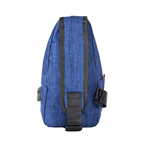 Nupouch Anti-Theft Daypack Crossbody Sling Backpack, USB Charging Connector Port, Lightweight Day Pack for Travel, Hiking, Everyday, Regular, Navy