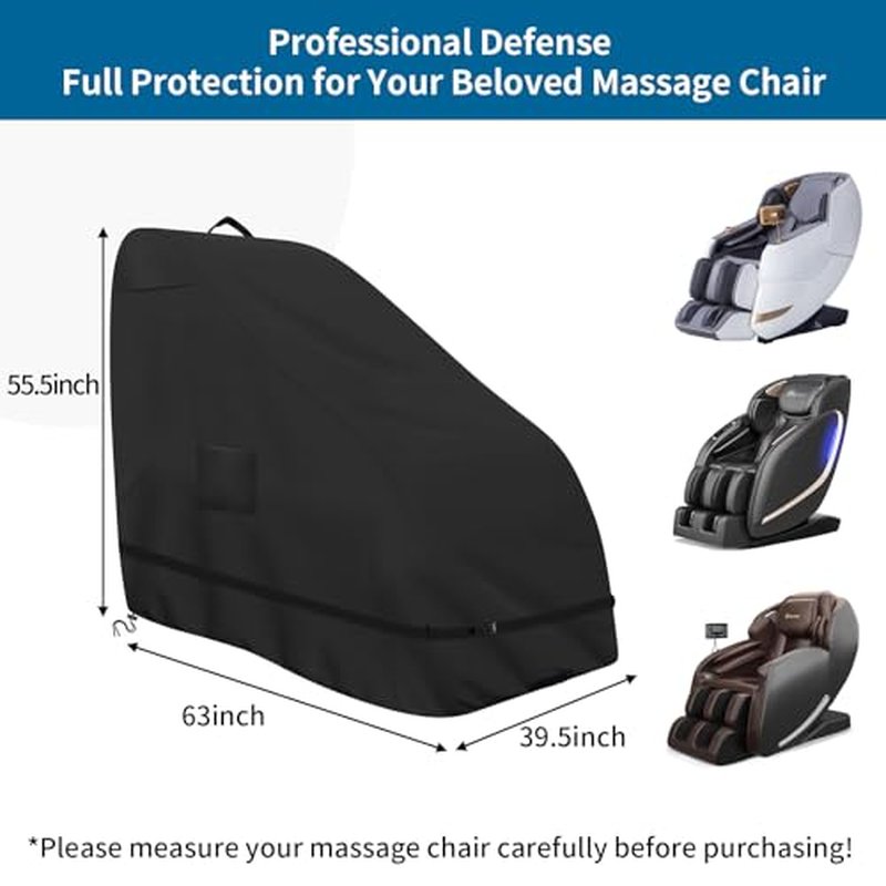 Roasivi Massage Chair Cover Waterproof Massage Chair Full Body Protector Zero Gravity Armchair Cover 420D Oxford Fabric with Drawstring and Buckle 63"L x 39.5"W x 55.5"H Black