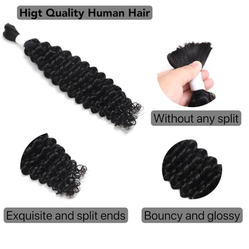 Human Braiding Hair for Boho Braids 3 Bundles 150g 24Inch Water Wave Human Hair Braiding Hair 12A Brazilian Virgin No Weft Hair Extensions for Bohemian Knotless Braids Bulk Human Hair for Braiding