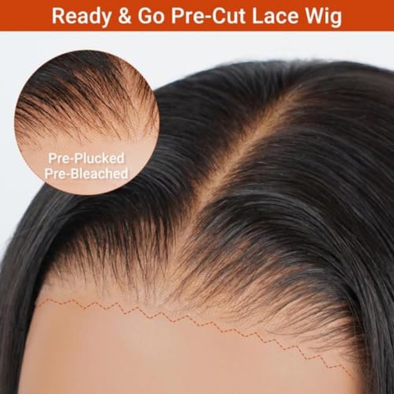 west kiss Glueless Short Bob Wig Ready to Wear 4x7 Closure Bob Wig Pre Cut & Pre Bleached Human Hair Wigs With Adjustable Straps for Easy Installation 10 Inch
