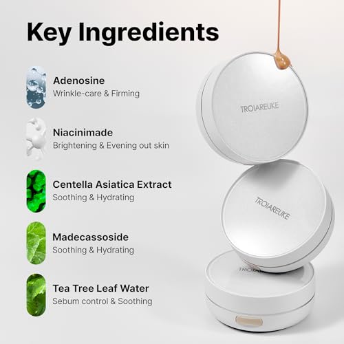 TROIAREUKE A+ Cushion Foundation (Shade 23) I Natural Coverage Foundation Makeup, Moisturizing Finish for Sensitive, Oily, Combination Skin, Skin Care Cushion I Korean Aesthetic Makeup