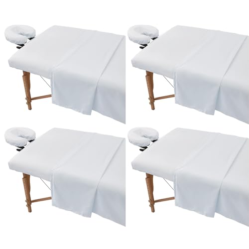 4 Sets Extra Thick Massage Table Sheets Sets Soft Premium Microfiber 3 Piece Set Massage Sheet Set for Salon Spa Bed Include Fitted Covers Flat Sheets Face Cradle Cover