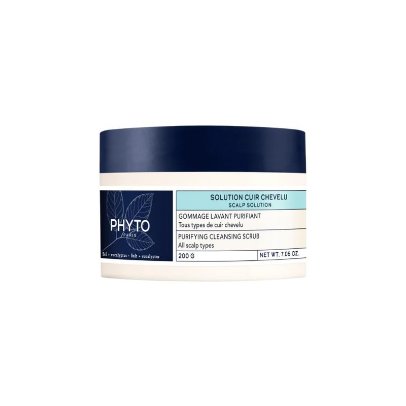 PHYTO Scalp Solutions Purifying Scrub - Exfoliating Sea Salt & Eucalyptus for Oily Scalp | 7.05 oz Deep Cleanse
