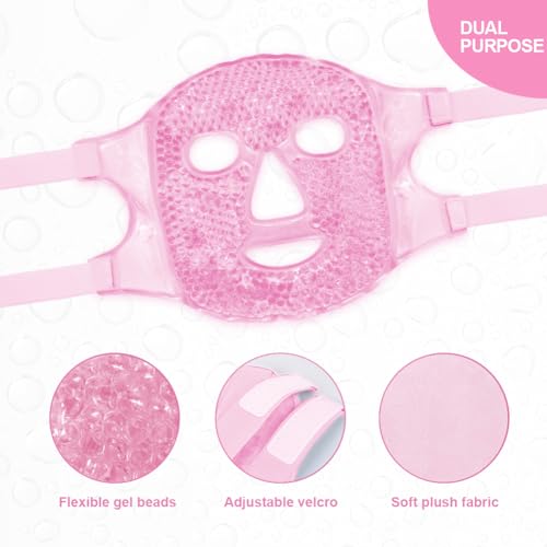 Cold Face Eye Masks Ice Face Mask Hot Cold Compress For Dark Circles, Puffiness, Migraines, Headache, Stress, Redness, Cooling Face Masks For Women Man, Skin Care
