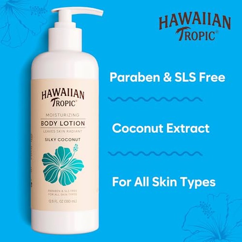 Hawaiian Tropic Moisturizing Body Lotion 5 Pack, 380ml Bottle, Silky Coconut Scent, SLS Free, Paraben Free, for Hotel Amenities, Travel Size, Vacation Rental Supplies, Airbnb Essentials