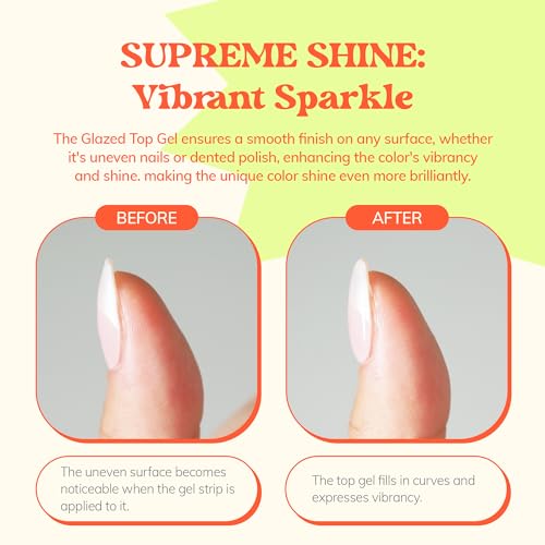 heyhae Glazed Top Gel for Semi-Cured Gel Nail Strip | Non Wipe High Gloss Gel Top Coat (0.23 fl.oz)