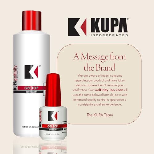 KUPA GelFinity - Soak Off Gel - Top Coat Glossy Finish (No-Wipe) 0.5 Fl Oz
