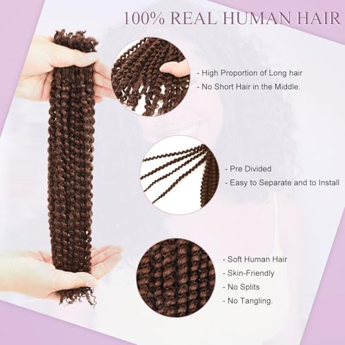Afro Kinky Curly Bulk Human Hair 50g/pack 100% Real Human Hair for Mini Twist/Braiding/Loc Extensions Curly Hair Natural Afro Bulk for Dreadlocks (4#, 16 Inch-50g)