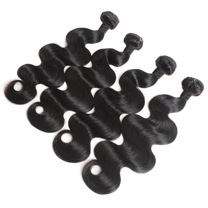 12A Human Hair Bundles Body Wave Human Hair Bundles 100% Unprocessed Brazilian Virgin Human Hair Extensions 14 16 18 20Inch 4 Bundles Deals Human Hair Quick Weave Bundles Human Hair Natural Black