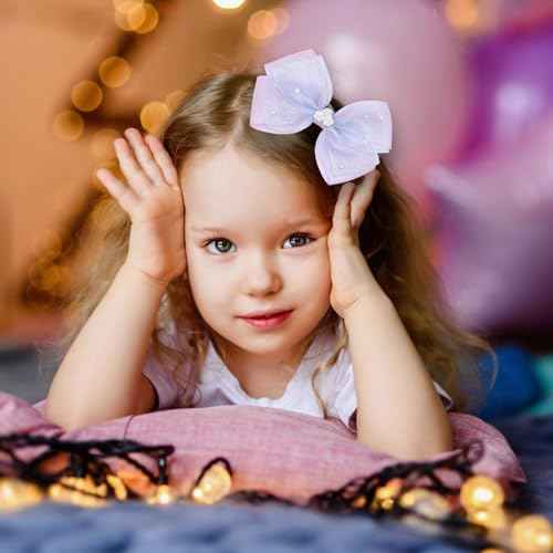 KISZU 4.5 Inch Flower Hair Bows Clips Mermaid Pearl HairPins for Girls Children Teens and Women