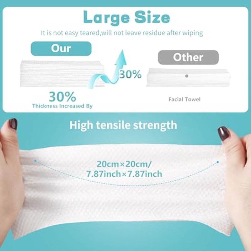 Disposable Face Towel 600 Count, Soft Cotton Facial Dry Wipes, Multi-Purpose for Skin Care, Makeup Remover, Face Wipes and Facial Cleansing