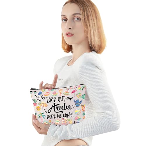 JNIAP Aruba Makeup Bag Aruba Trip Gifts Aruba Vocation Gifts Aruba Travel Bag Aruba Souvenir Aruba Toiletry Bag (Look Out Aruba)