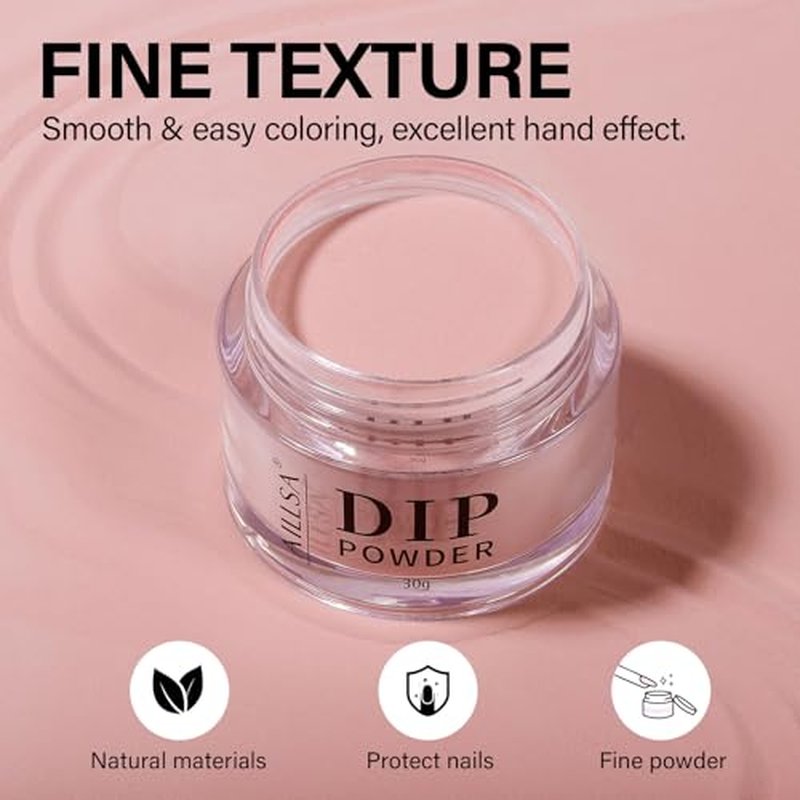 AILLSA Salmon Pink Dip Powder Nail Dipping Powder Jelly Nude Translucent DIY Manicure Salon at Home Easy to Use for Valentine's Day Gift (1 Oz)